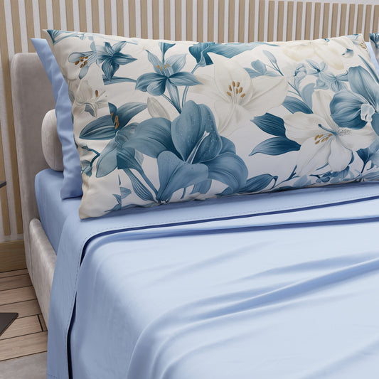 Draps en coton, parure de lit avec taies d'oreiller en impression numérique florale F30