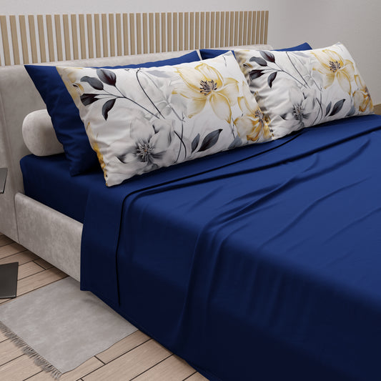 Lenzuola in Cotone, Completo Letto con Federe in Stampa Digitale Floreale F37