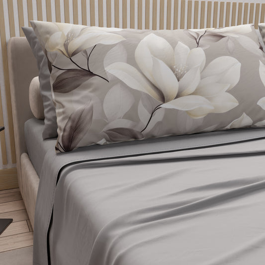 Lenzuola in Cotone, Completo Letto con Federe in Stampa Digitale Floreale F42
