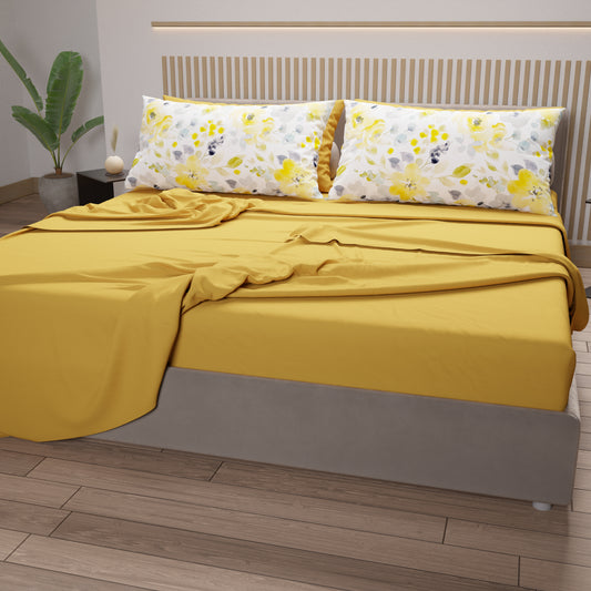 Draps en Coton, Parure de Lit avec Taies d'Oreiller en Impression Numérique Macao