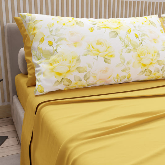 Draps en Coton, Parure de Lit avec Taies d'Oreiller en Impression Numérique Valentia