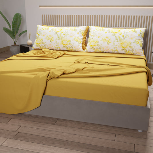 Draps en Coton, Parure de Lit avec Taies d'Oreiller en Impression Numérique Valentia