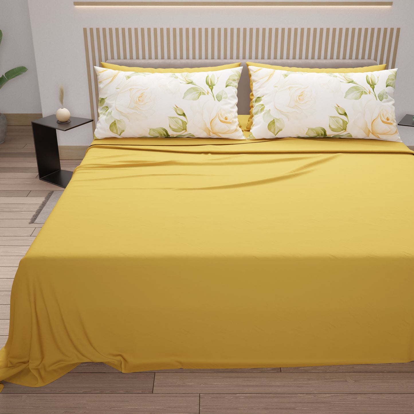 Lenzuola in Cotone, Completo Letto con Federe in Stampa Digitale Wedding Flower