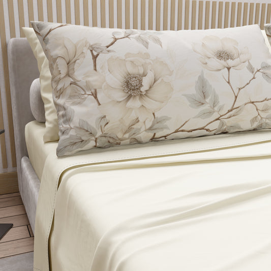Draps en coton, parure de lit avec taies d'oreiller en impression numérique florale F6