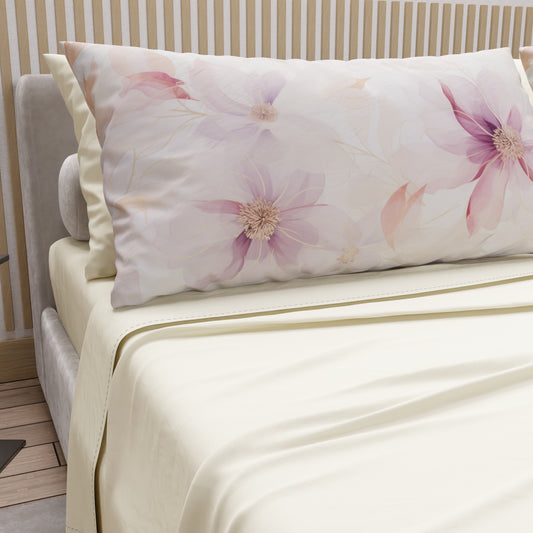 Draps en coton, parure de lit avec taies d'oreiller en impression numérique florale F8