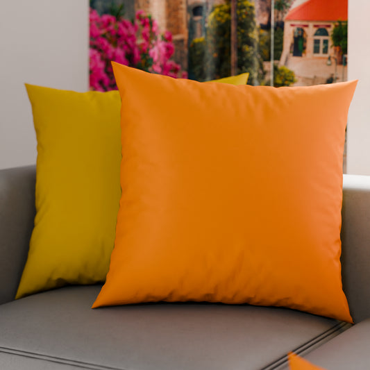 Coussins, Housses de coussin pour canapé, Coussins décoratifs unis orange/jaune