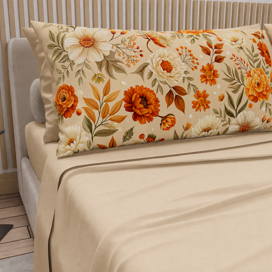 Lenzuola Autunno 08 Beige con federe in stampa digitale - dettaglio federe