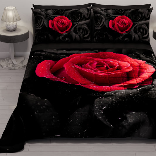 Trapuntino Copriletto Primaverile Autunnale in Stampa Digitale Black Roses