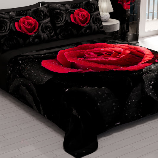 Trapuntino Copriletto Primaverile Autunnale in Stampa Digitale Black Roses