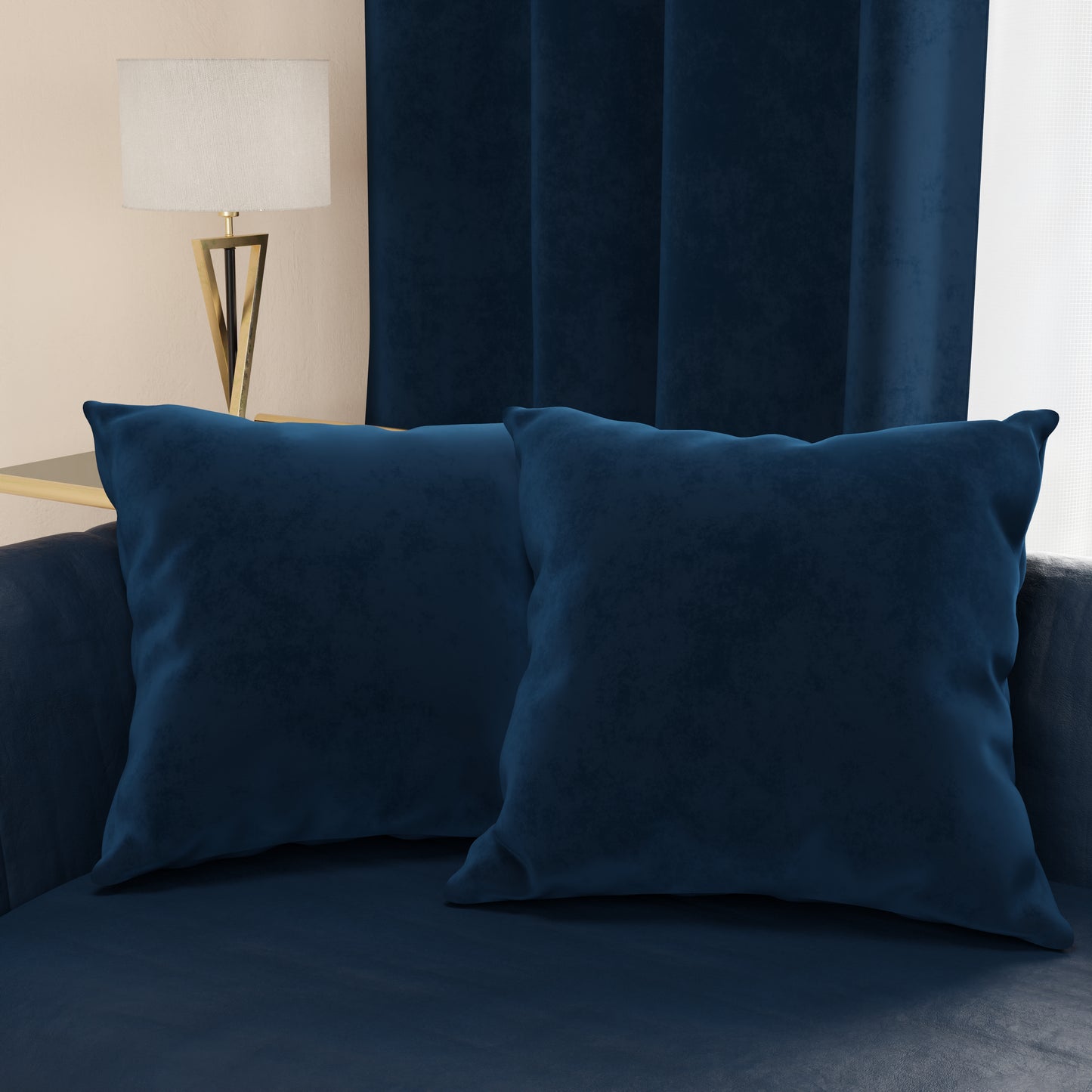 Ensemble Velours Bleu-Edredon+Draps+Taies d'oreiller+Coussins décoratifs