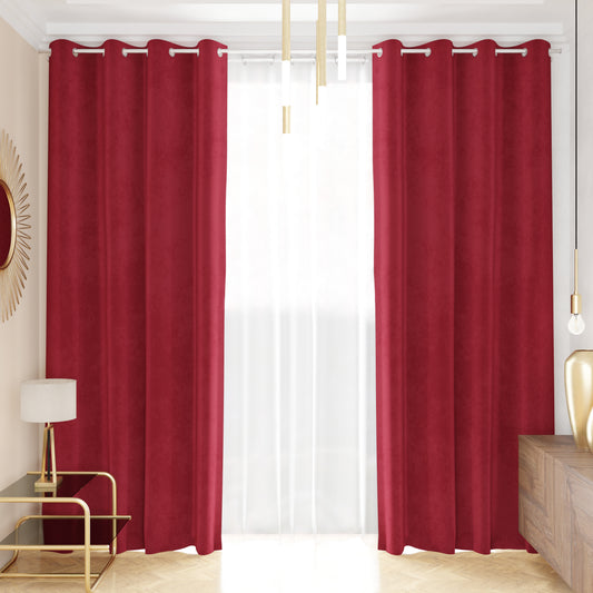 Rideau à Panneau en Velours pour Intérieur avec Anneaux, 140x280 cm, Bordeaux