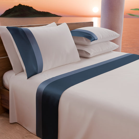 Set Velluto Blu-Trapuntino+Lenzuola+Federe+Cuscini Arredo