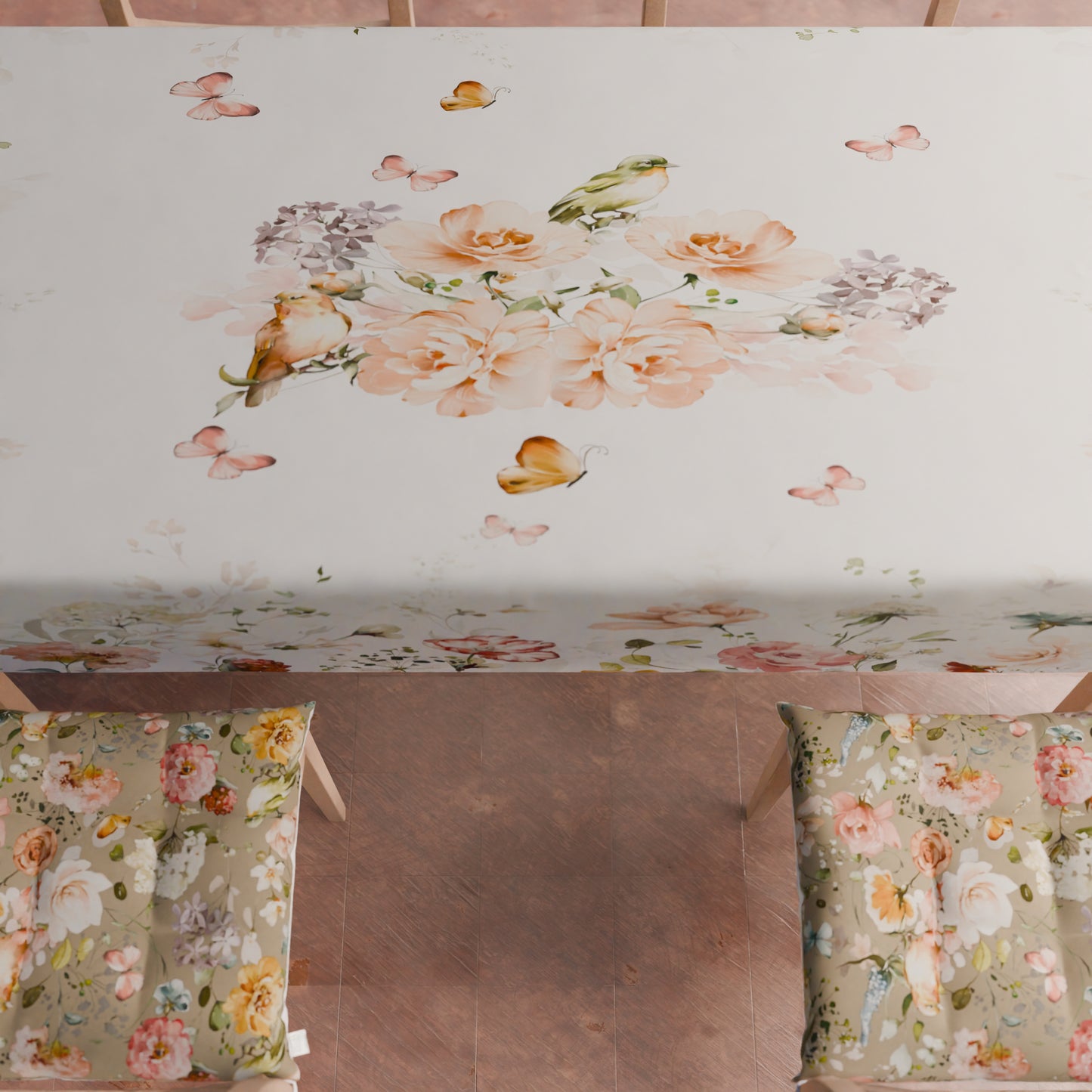 Coussins de chaise Housse de chaise 6 pièces Floral-06 Beige