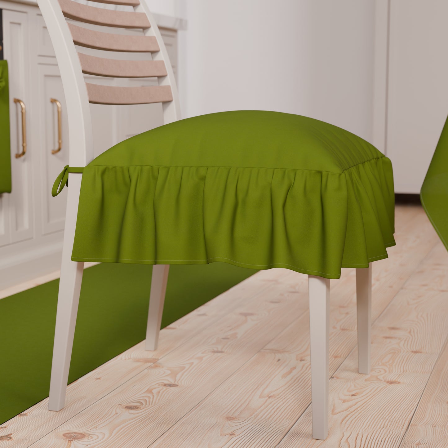 Coussins unis pour chaises avec volant vert clair