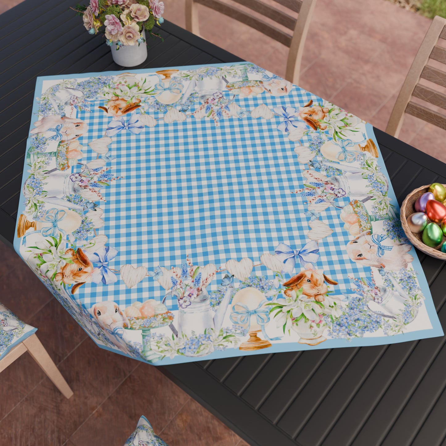 Centre de table de Pâques pour la cuisine en impression numérique Vichy