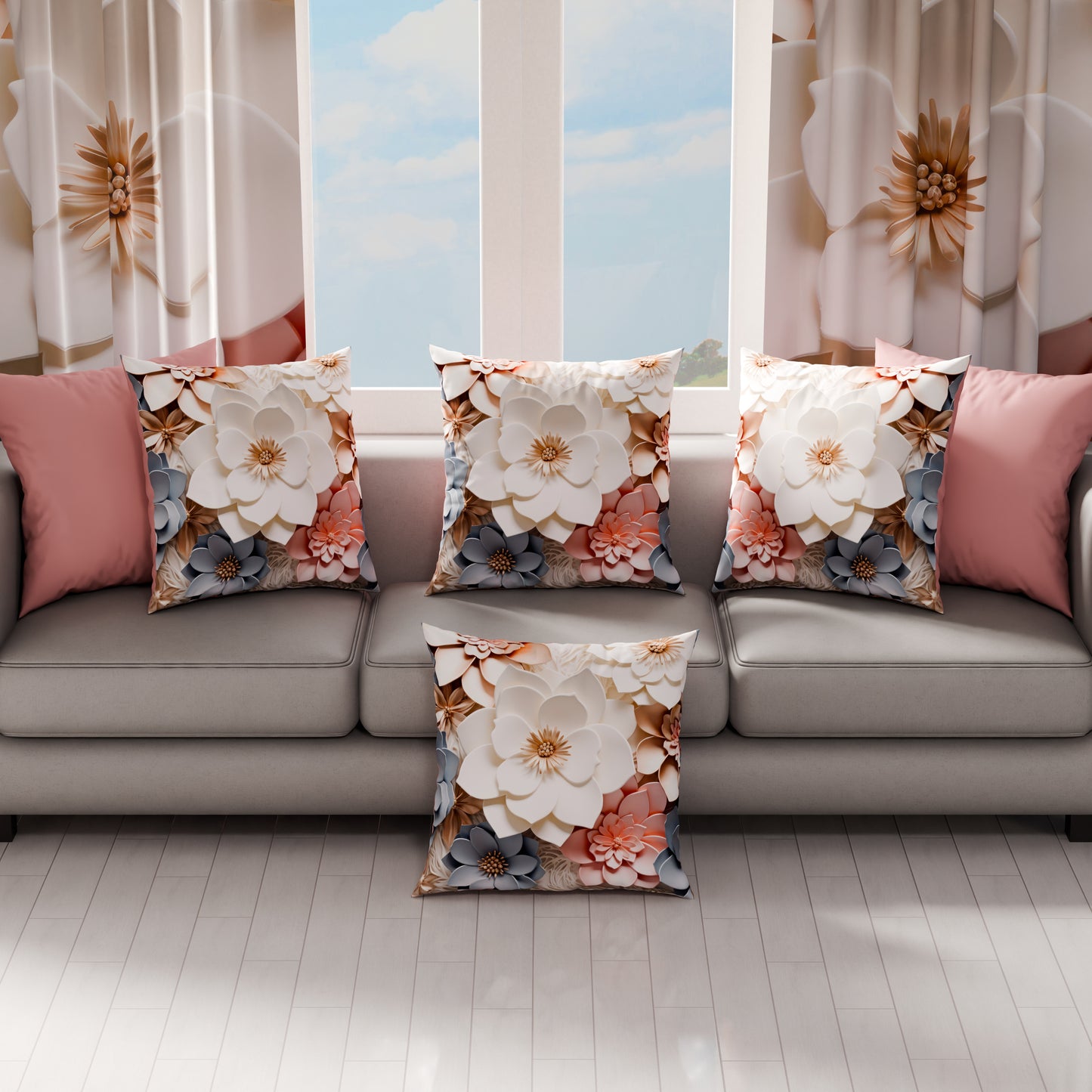 Cuscini, Copricuscini Divano, Cuscini Arredo in Stampa Digitale Floreale 05-1