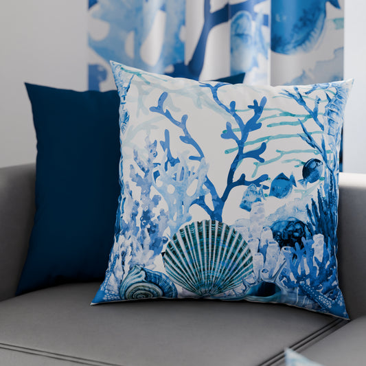 Coussins, Housses de Coussin pour Canapé, Coussins Décoratifs en Impression Digitale Corail Bleu