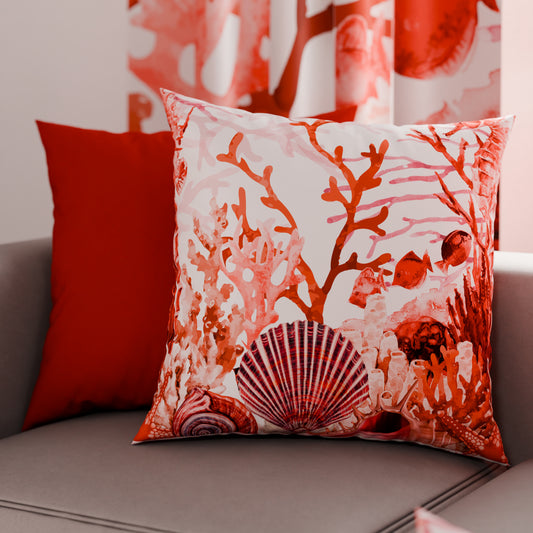 Coussins, Housses de Coussin pour Canapé, Coussins Décoratifs en Impression Digitale Corail Rouge
