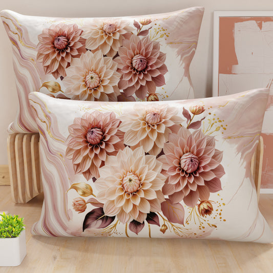 Taies d'oreiller en impression numérique, floral fleur rose poudré