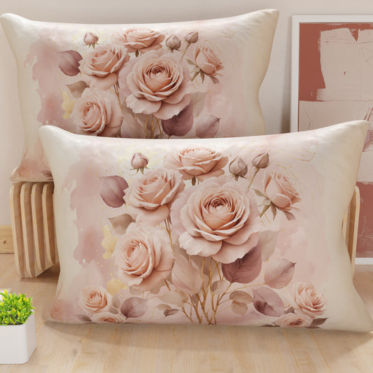 Taies d'oreiller en impression numérique, floral fleur rose