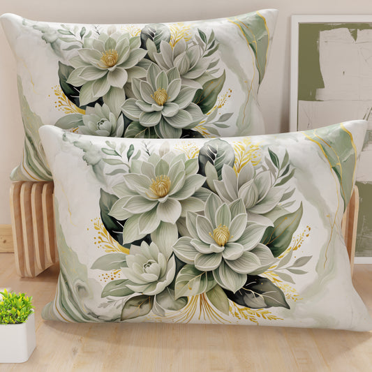 Taies d'oreiller en impression numérique, floral fleur sauge