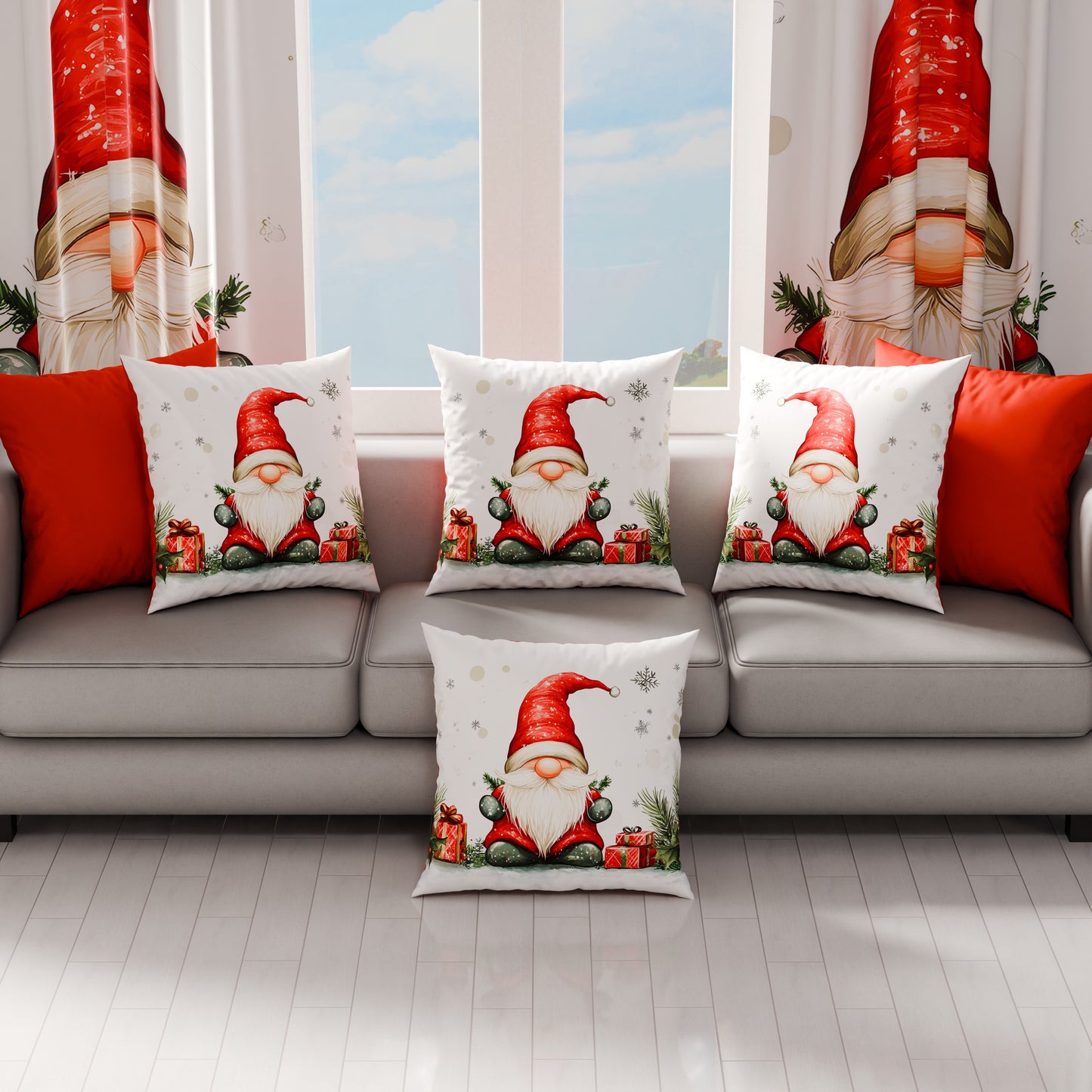 Cuscini, Copricuscini Divano, Cuscini Arredo Natalizi Gnomo 01