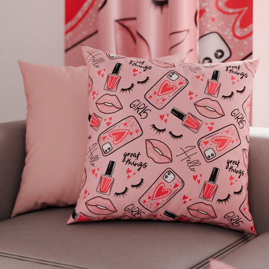 Coussins, Housses de coussin pour canapé, Coussins décoratifs en impression numérique Rouge à lèvres Rose