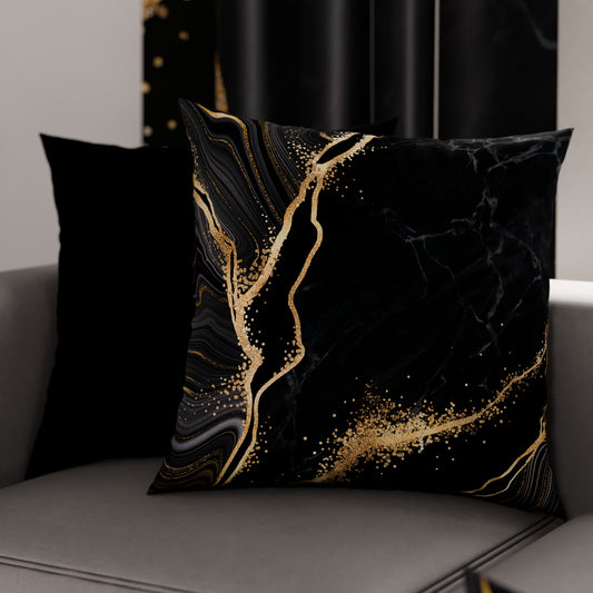 Coussins, Housses de coussin pour canapé, Coussins décoratifs en impression numérique Marble 07 Noir