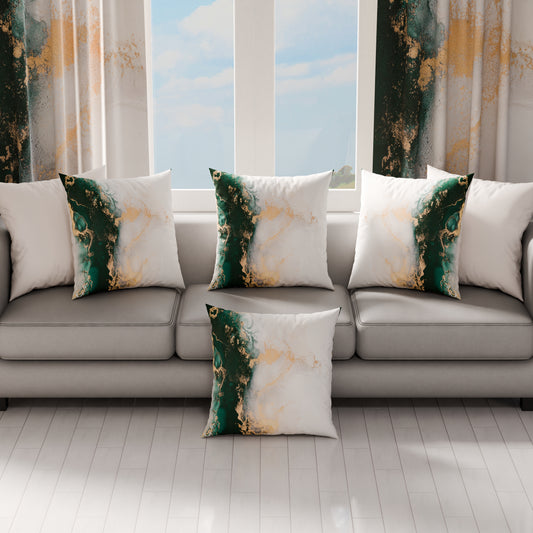 Coussins, Housses de coussin pour canapé, Coussins décoratifs en impression numérique Marble 09 Émeraude