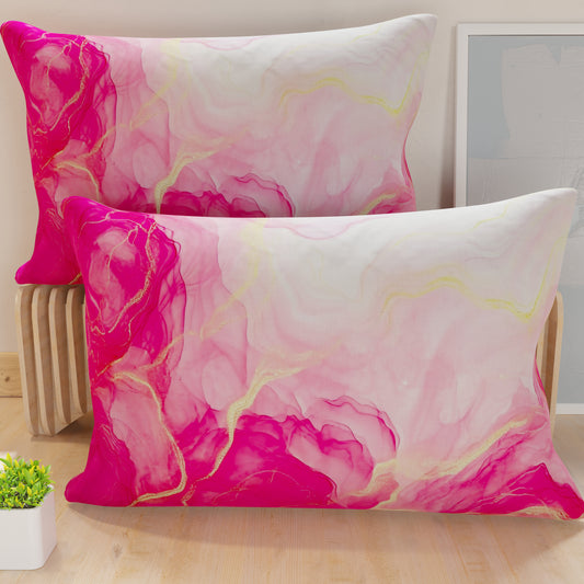 Taies d'Oreiller en Impression Numérique, Marble 12 Rose