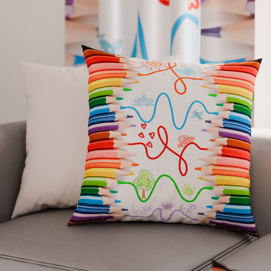 Coussins, Housses de coussin pour canapé, Coussins décoratifs en impression numérique Crayons