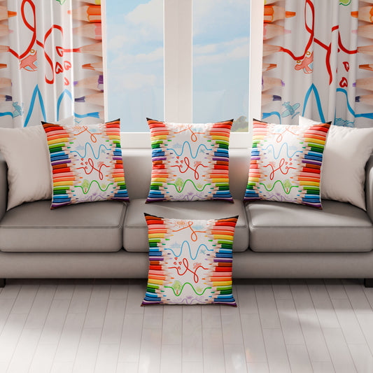Coussins, Housses de coussin pour canapé, Coussins décoratifs en impression numérique Crayons