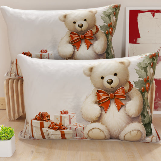 Housses de coussin en impression numérique Noël, Ourson 01