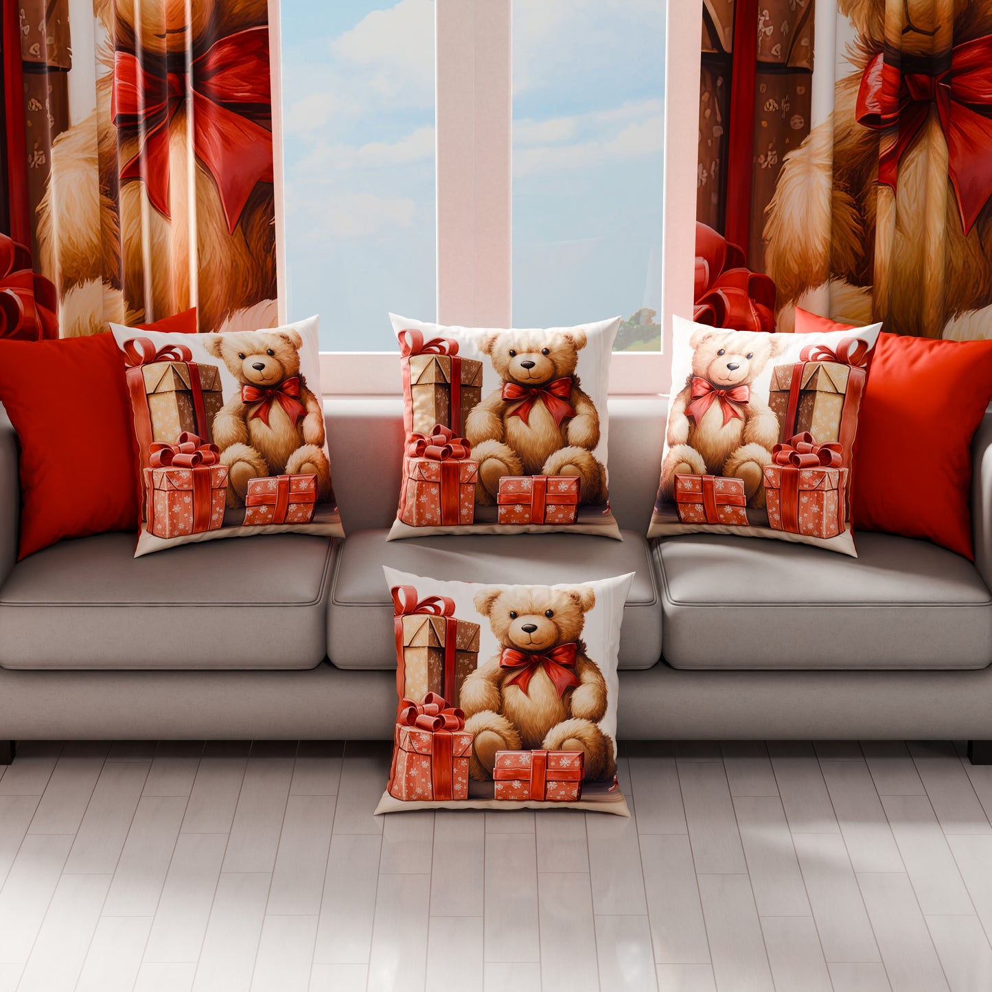 Cuscini, Copricuscini Divano, Cuscini Arredo Natalizi Orsetto 02