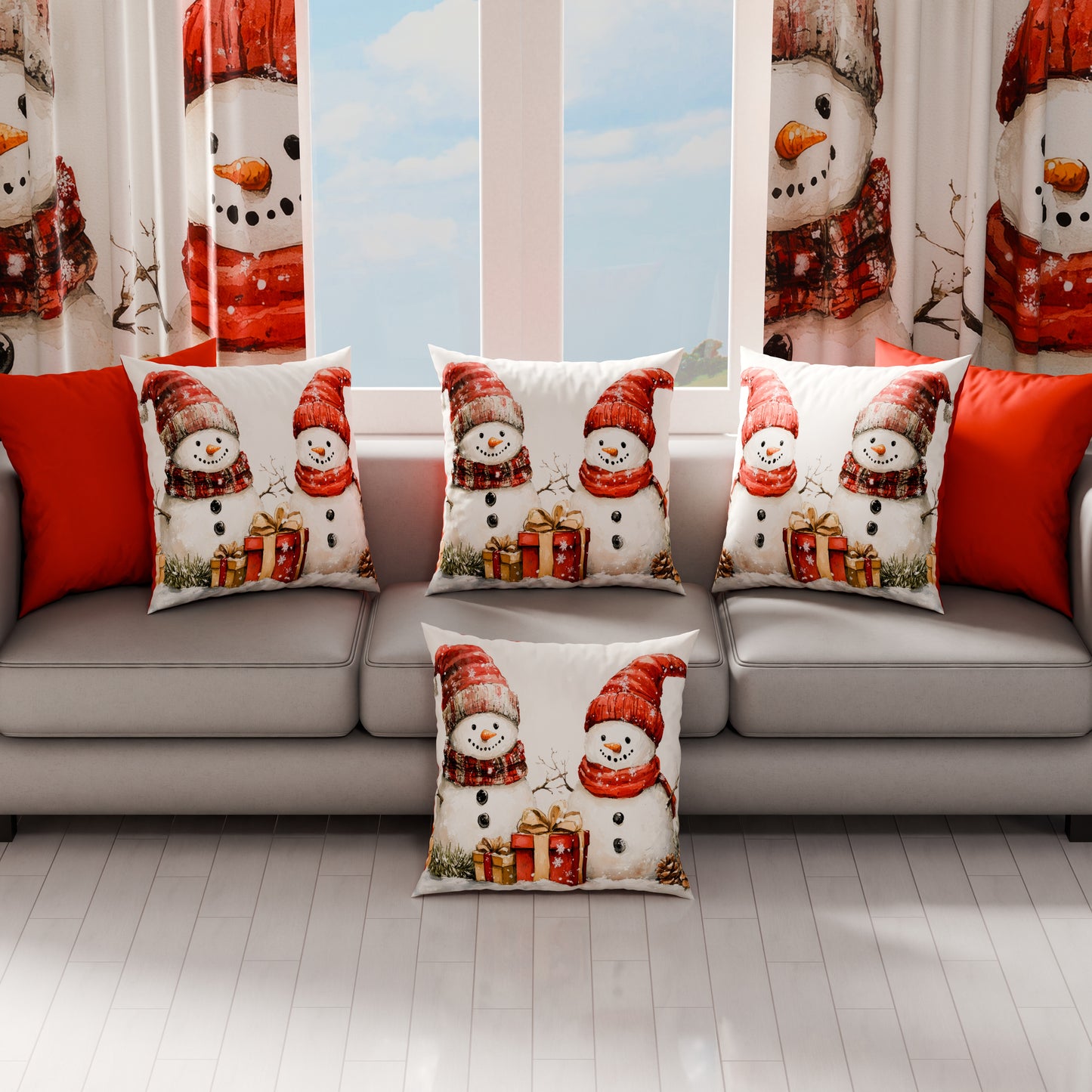 Cuscini, Copricuscini Divano, Cuscini Arredo Natalizi Pupazzo 01