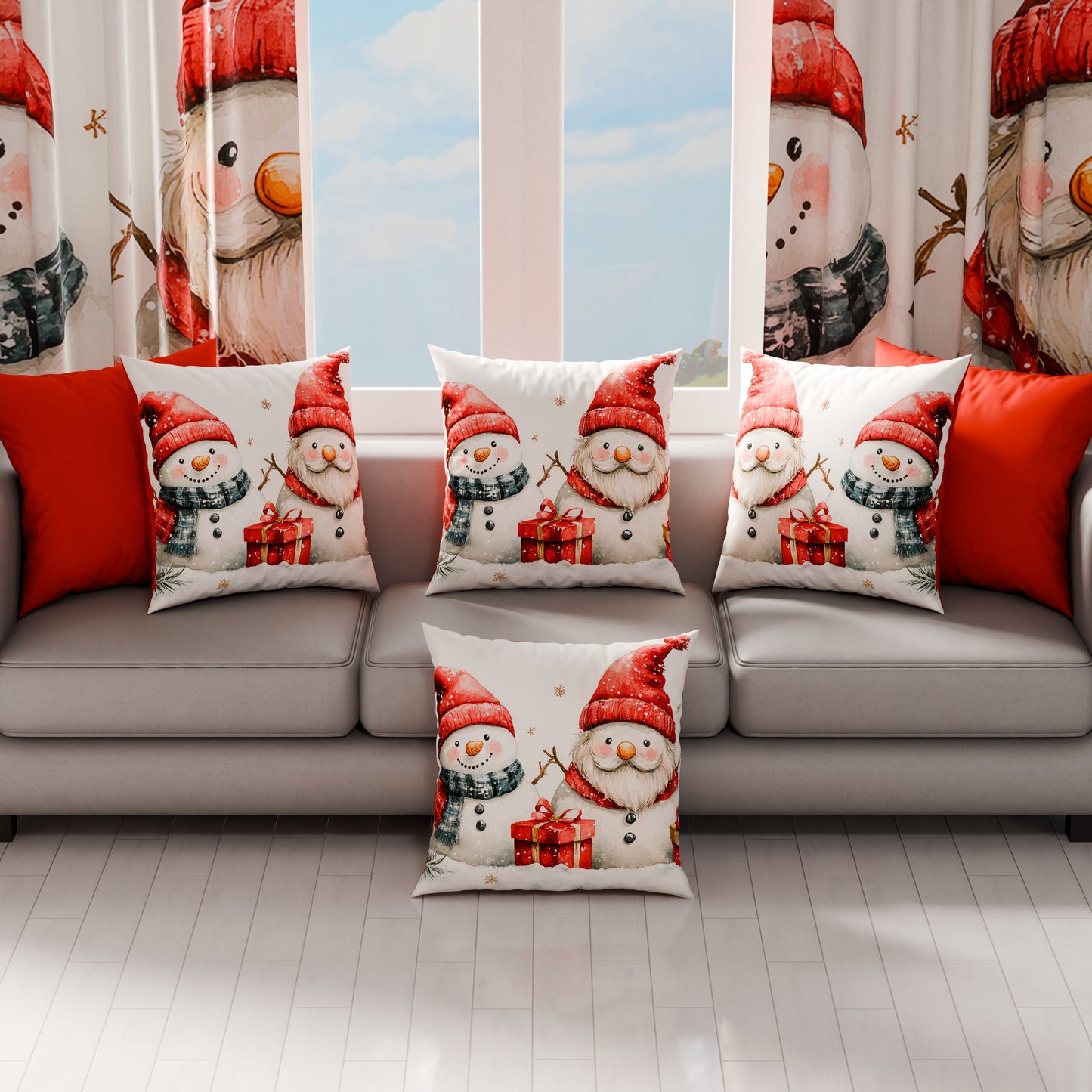 Cuscini, Copricuscini Divano, Cuscini Arredo Natalizi Pupazzo 02