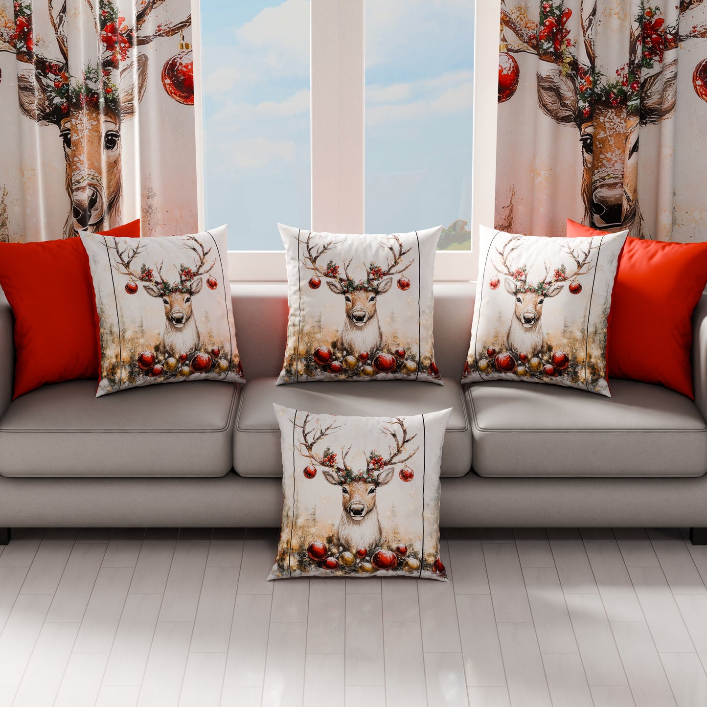 Cuscini, Copricuscini Divano, Cuscini Arredo Natalizi Renna