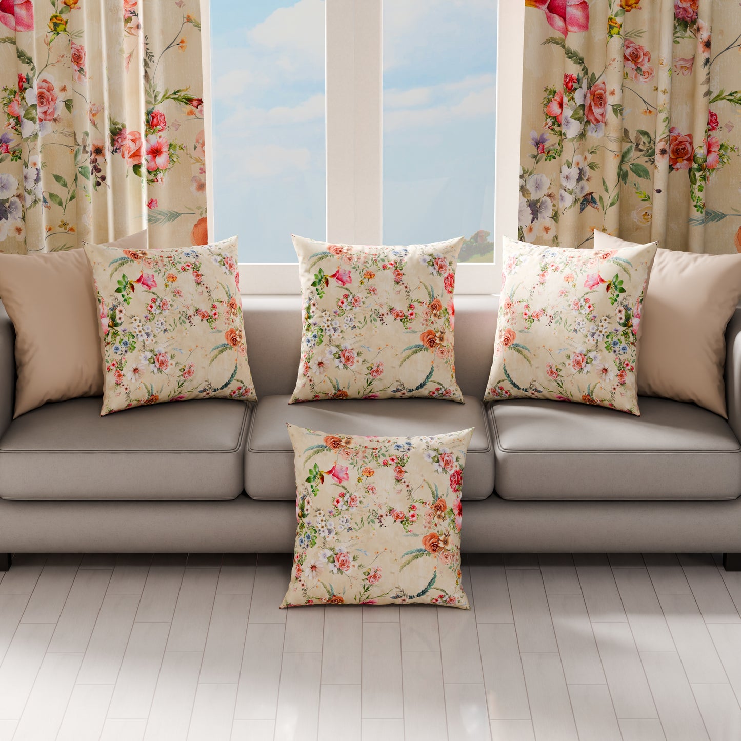 Cuscini, Copricuscini Divano, Cuscini Arredo in Stampa Digitale Spring 01 Tortora