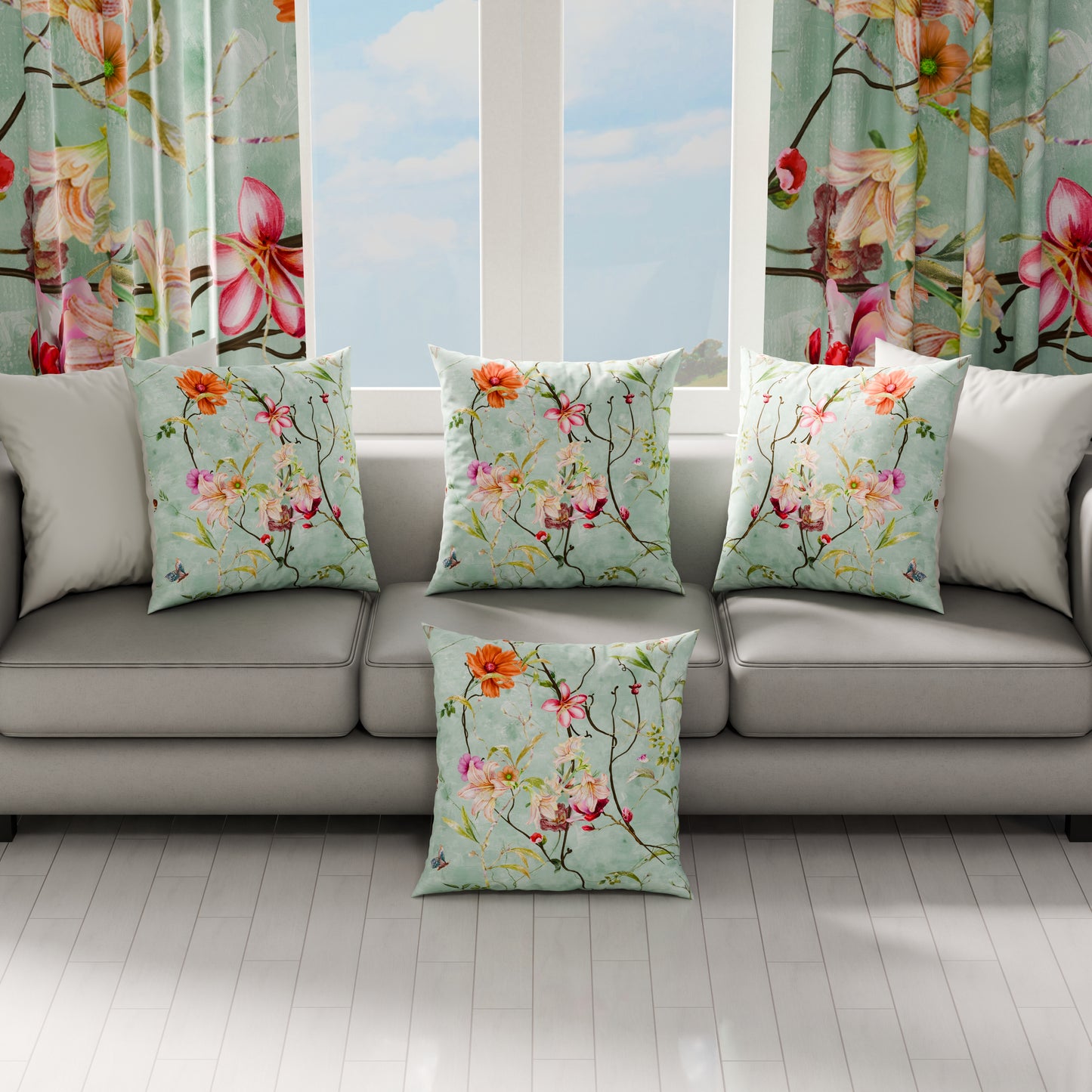 Cuscini, Copricuscini Divano, Cuscini Arredo in Stampa Digitale Spring 03 Acquamarina