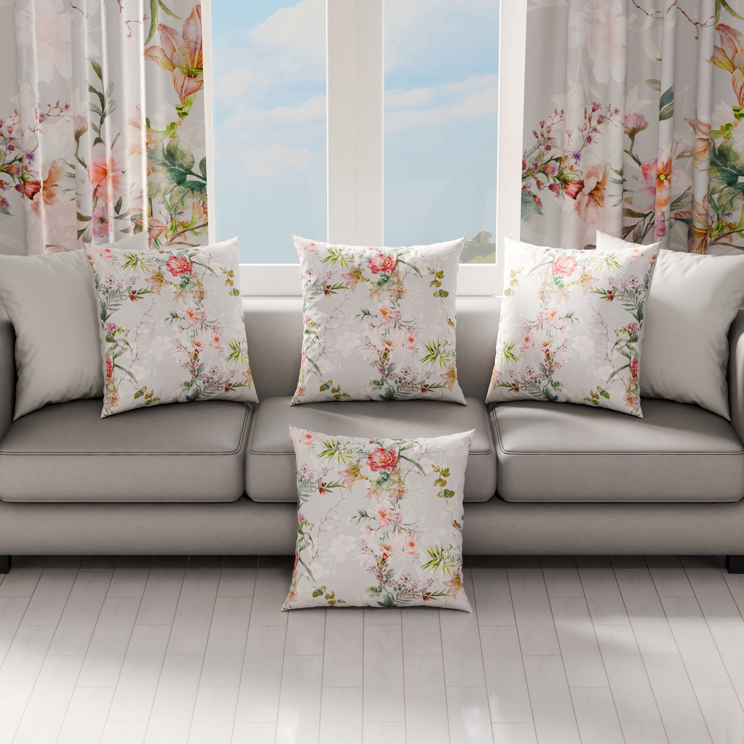 Cuscini, Copricuscini Divano, Cuscini Arredo in Stampa Digitale Spring 05 Grigio