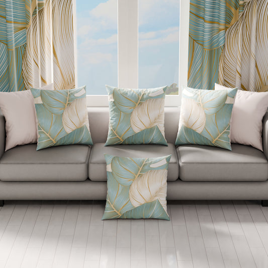 Coussins, Housses de coussin pour canapé, Coussins décoratifs en impression numérique Tropical Céleste Or