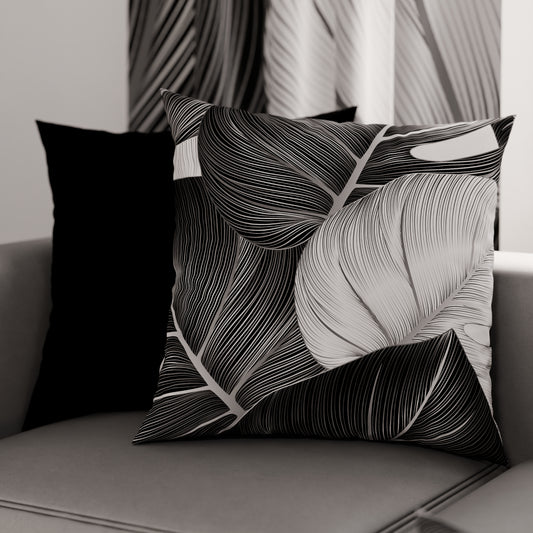 Coussins, Housses de coussin pour canapé, Coussins décoratifs en impression numérique Tropical Noir Argent