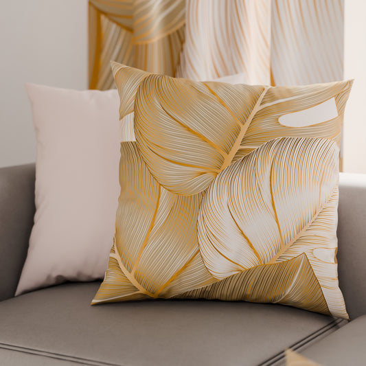 Coussins, Housses de coussin pour canapé, Coussins décoratifs en impression numérique Tropical Fauve Or