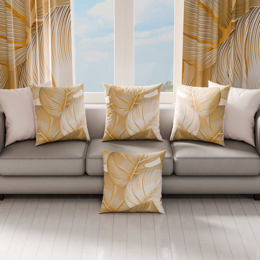 Coussins, Housses de coussin pour canapé, Coussins décoratifs en impression numérique Tropical Fauve Or
