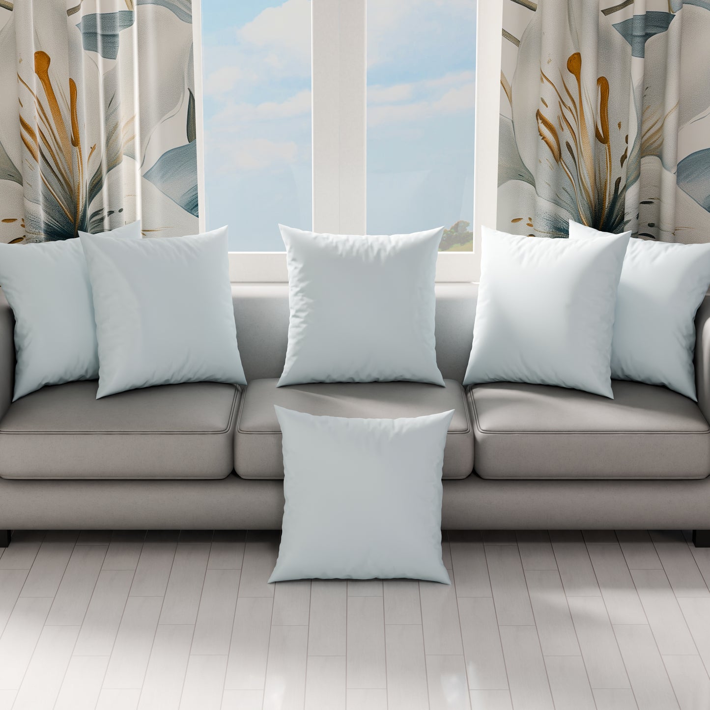 Cuscini, Copricuscini Divano, Cuscini Arredo in Tinta Unita, Celeste