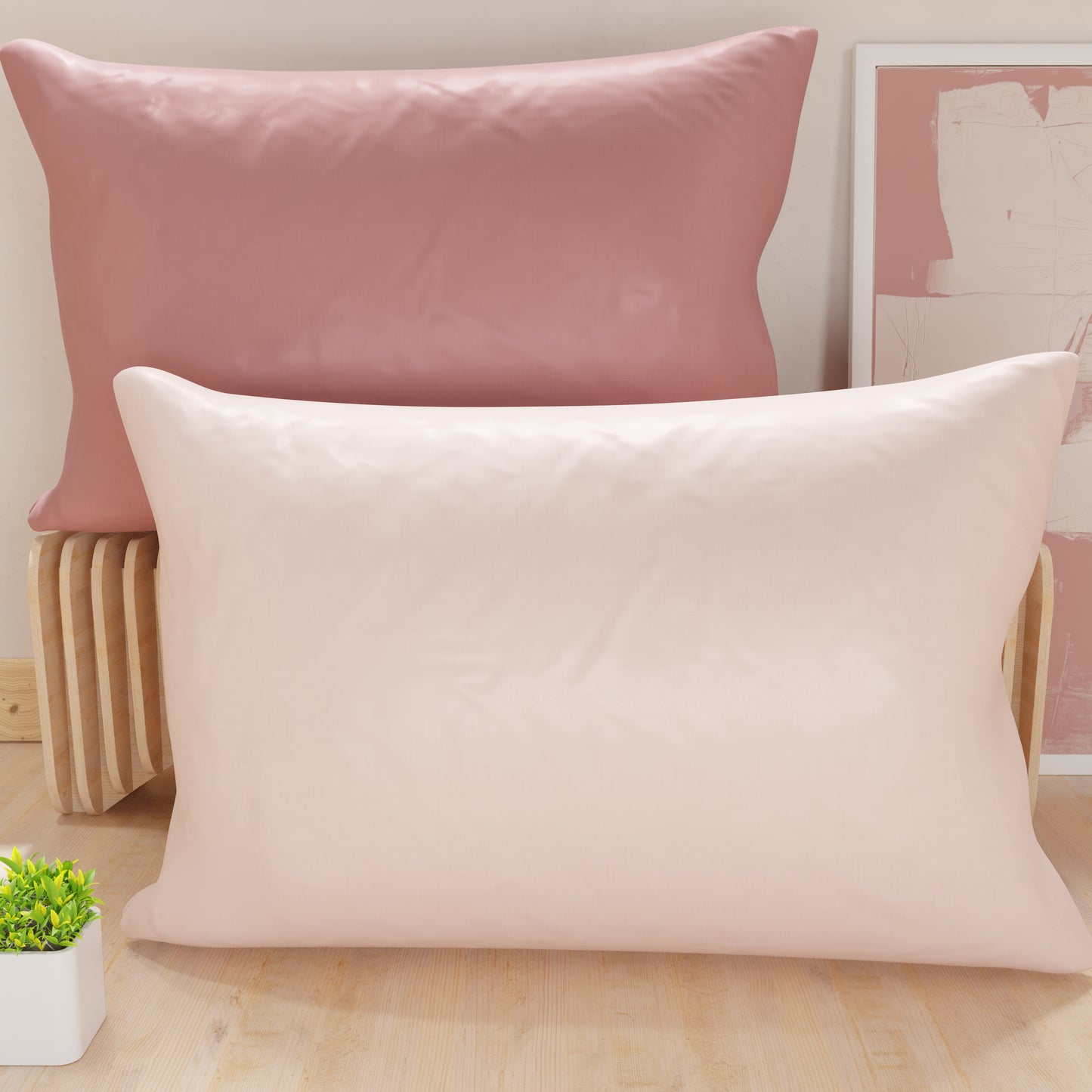 Federe, Coppia Federe, Copricuscini, 100% Microfibra Anallergica, Cipria Chiaro/Cipria Scuro