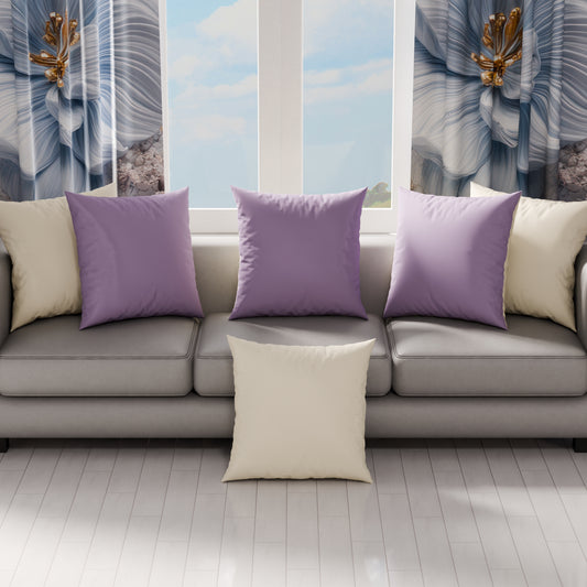 Coussins, Housses de coussin pour canapé, Coussins décoratifs unis, Lilas/Crème