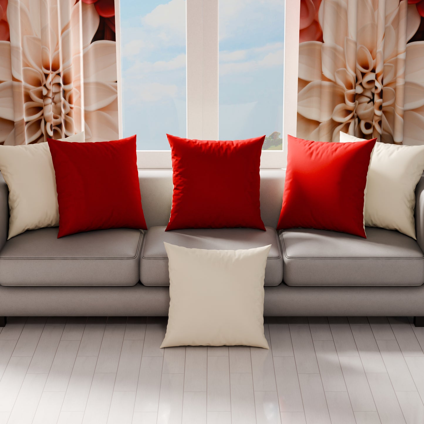 Cuscini, Copricuscini Divano, Cuscini Arredo in Tinta Unita, Panna/Bordeaux