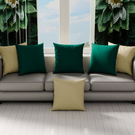 Coussins, Housses de coussin pour canapé, Coussins décoratifs unis, Taupe/Vert émeraude