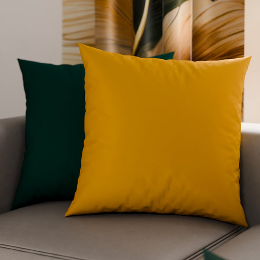 Coussins, Housses de coussin pour canapé, Coussins décoratifs unis, Vert émeraude/Jaune ocre